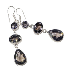 Smoky Topaz Gemstone 925 Silver Drop Dangle Earrings - BELLADONNA