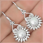 Indonesian Bali-11.64 Cts Natural White Pearl , Solid .925 Sterling Silver Earrings - BELLADONNA