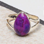 Purple Copper Turquoise & Solid .925  Silver Ring Size 8 - BELLADONNA