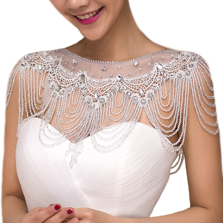 Elaborate Beaded Wedding Dress Lace Shawl / Accessory - BELLADONNA