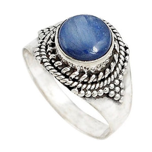 Genuine 3.31 ct Natural Blue Kyanite Gemstone Solid .925 Sterling Silver Ring Size 7 - BELLADONNA
