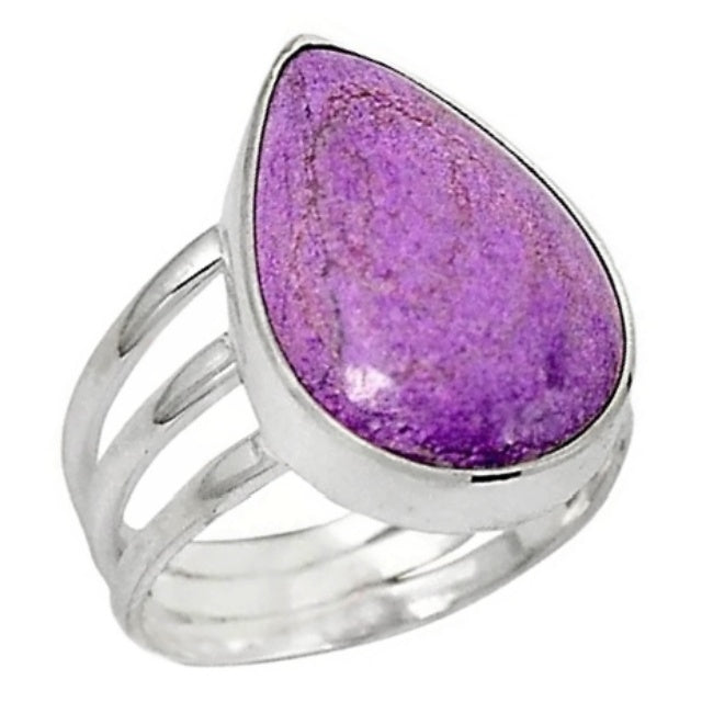 11.59 cts Natural Purpurite in Variscite Gemstone Solid .925 Sterling Silver Ring Size 8 - BELLADONNA