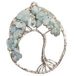 Handmade Natural  Aquamarine Tree Of Life Solid 925 Sterling Silver Pendant - BELLADONNA