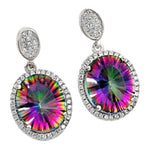 13.71 Cts Rainbow Mystic Topaz, White Topaz Studs In Solid .925 Sterling Silver - BELLADONNA