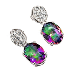 8.07 Cts Rainbow Mystic Topaz, White Topaz Studs In Solid .925 Sterling Silver - BELLADONNA