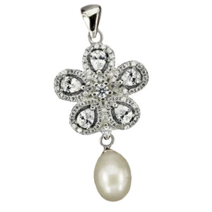 20.33 Cts Natural White Pearl Cz Solid .925 Sterling Silver Pendant - BELLADONNA