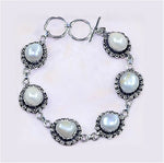 Natural Creamy White Biwa Pearl . 925 Sterling Silver Fashion Bracelet - BELLADONNA