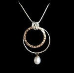 Two Tone Trendy and Dainty Natural Freshwater Pearl Solid. 925 Silver Necklace - BELLADONNA