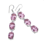 Summer Pastels Pink Topaz Gemstone .925 Silver Long Earrings - BELLADONNA