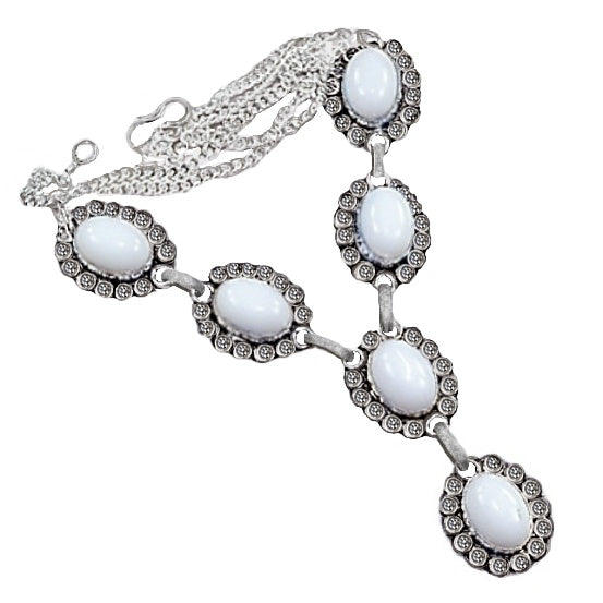 Handmade White Jade Gemstone .925 Sterling Silver Necklace - BELLADONNA