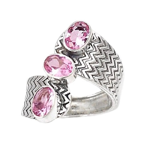 5.24 cts Pink Topaz Solid.925 Sterling Silver Ring Size 8 - BELLADONNA