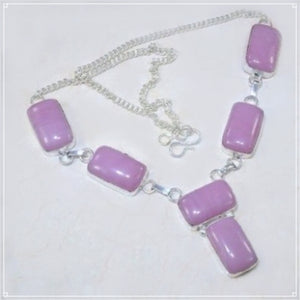 Gorgeous Pink Jade Gemstone .925 Silver Necklace - BELLADONNA