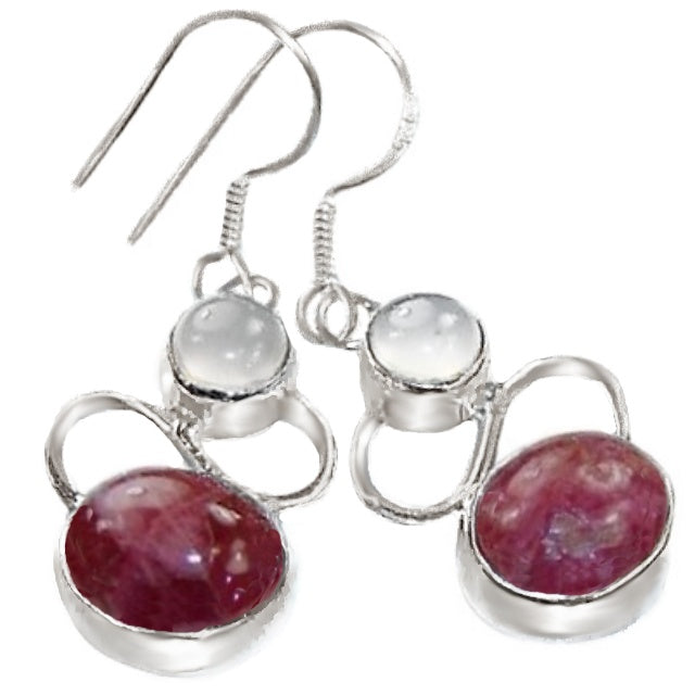 Natural  African Tourmaline, Chalcedony Gemstones . 925 Sterling Silver Earrings - BELLADONNA