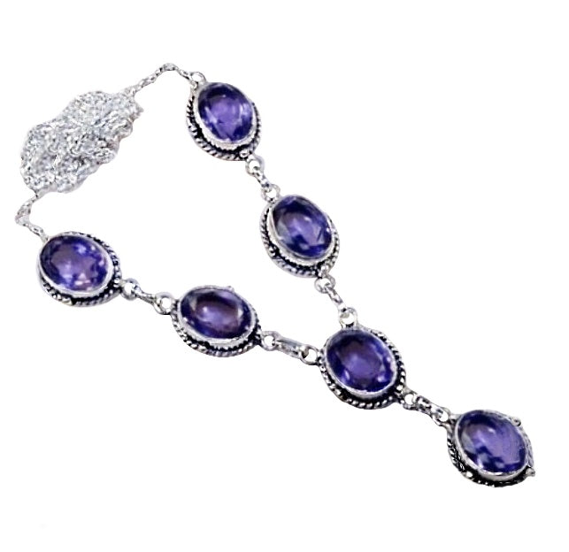 Natural Purple Amethyst Gemstone 925 Silver Necklace And Earrings - BELLADONNA