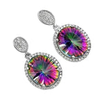 13.71 Cts Rainbow Mystic Topaz, White Topaz Studs In Solid .925 Sterling Silver - BELLADONNA