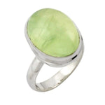 10.30 cts Soft Green Scottish Moss Prehnite Gemstone Solid .925 Sterling Silver Ring Size 7 - BELLADONNA