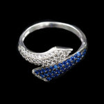 11,85 Cts Top Grade Blue And White Cubic Zirconia Solid 925 Silver Ring Size 6 - BELLADONNA