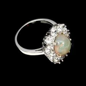 23.94 Cts Ethiopian Fire Opal Cz Gemstone Solid .925 Sterling Ring Size 7 - BELLADONNA