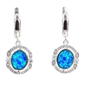 Australian Blue Fire Opal Gemstone Solid .925 Sterling Silver Earrings - BELLADONNA