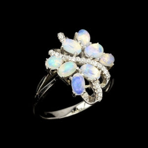 19.62 Cts Ethiopian Fire Opal Cz Gemstone Solid .925 Sterling Ring Size 9 - BELLADONNA