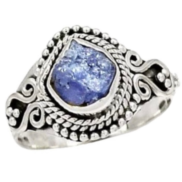 Natural AAA Tanzanite Rough Solid .925 Silver Ring Size US 7.5 - BELLADONNA