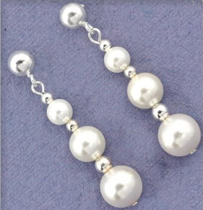 20.98 Cts Natural White Pearl Solid .925 Sterling Silver Stud Earrings - BELLADONNA