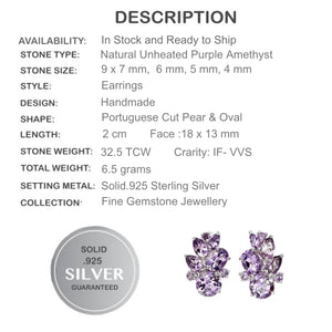 Natural Unheated Purple Amethyst Mq Cut .925 Sterling Silver - February Birthstone - BELLADONNA