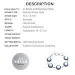 Natural White Jade Gemstone .925 Sterling Silver Bracelet - BELLADONNA