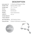 Charming Handmade White Jade Gemstone .925 Sterling Silver Necklace - BELLADONNA