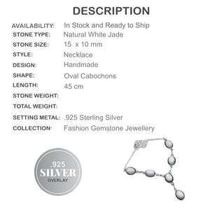 Charming Handmade White Jade Gemstone .925 Sterling Silver Necklace - BELLADONNA