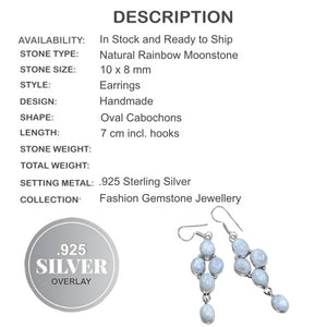 Natural Rainbow Moonstone Gemstone .925 Silver Earrings - BELLADONNA