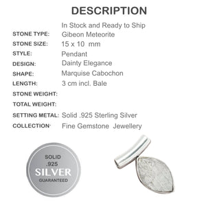 Gibeon Meteorite set in Solid Sterling Silver Pendant - BELLADONNA