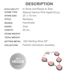 Salmon Pink Agate Druzy Gemstone .925 Silver Necklace - BELLADONNA