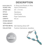 Stunning Aqua Chalcedony .925 Silver Necklace - BELLADONNA