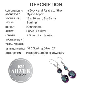 Mystic Rainbow Topaz Dangle .925 Sterling Silver Fashion Earrings - BELLADONNA