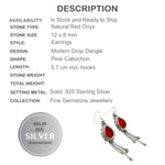 Trendy Red Onyx Pears Gemstone Set In Solid .925 Sterling Silver Earrings - BELLADONNA