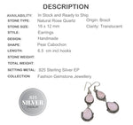 Handmade Soft Pink Rose Quartz Pears .925 Silver Earrings - BELLADONNA