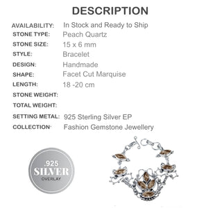 Feature Piece Peach Quartz Gemstone .925 Sterling Silver Bracelet - BELLADONNA