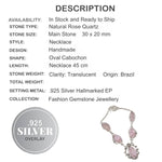Natural Rose Quartz Gemstone Necklace .925 Sterling Silver - BELLADONNA