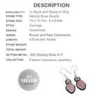 Natural Pink Rose Quartz Gemstone Antique Style .925 Silver Earrings - BELLADONNA