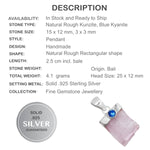 Natural Pink Kunzite and Kyanite Gemstone Solid .925 Silver Pendant - BELLADONNA