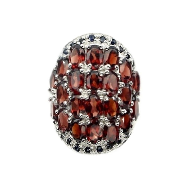 79.78 Cts Mozambique Garnet, Sapphire Solid 925 Sterling Silver Ring Size 7 - BELLADONNA