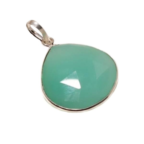 Faceted Green Chalcedony.925 Silver Pendant - BELLADONNA