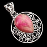 14.04 ct Natural Pink Ruby Zoisite Gemstone .Solid 925 Silver Pendant - BELLADONNA