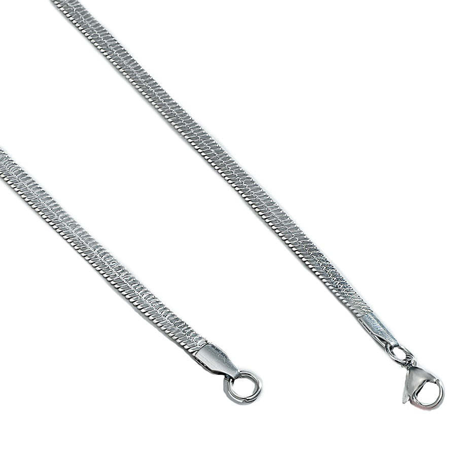 58 cm Stainless Steel Broad Flat Snake Chain - BELLADONNA