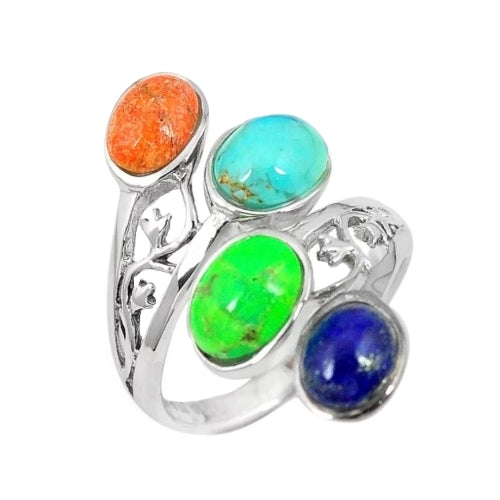 Natural South Western Arizona Turquoise Solid .925 Sterling Silver Ring size 8 - BELLADONNA
