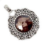 5.32 cts Natural Smokey Topaz .925 Solid Sterling Silver Pendant - BELLADONNA