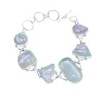 Iridecent Beauty Aqua Dichroic Glass.925 Silver Bracelet - BELLADONNA