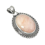 Gorgeous 22.26 cts Earth Mined Morganite Cabochon Gemstone Solid .925 Silver Pendant - BELLADONNA