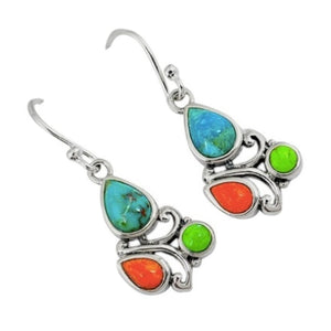 Natural  Arizona Turquoise Solid .925 Sterling Silver Earrings - BELLADONNA